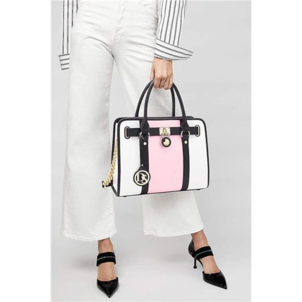 Women 2 Sets - Handbags and Wallet Set - Pink White Black Color - Picture 5 of 10